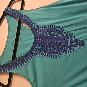 Faded Glory Racerback Boho Embroidered Tank XL